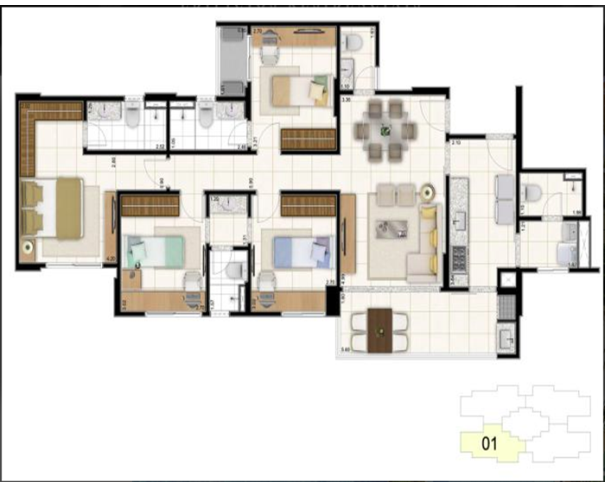 Foto de Lote 7 - Campo Grande/MS - Carandá Bosque - Apto com 132m2